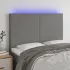 Tăblie de pat cu LED, gri taupe, 144x5x118/128 cm, textil GartenMobel Dekor