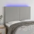 Tăblie de pat cu LED, gri taupe, 144x5x118/128 cm, textil GartenMobel Dekor