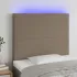 Tăblie de pat cu LED, gri taupe, 200x5x78/88 cm, textil GartenMobel Dekor