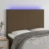 Tăblie de pat cu LED, gri taupe, 144x5x118/128 cm, textil GartenMobel Dekor