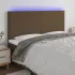 Tăblie de pat cu LED, gri taupe, 200x5x118/128 cm, textil GartenMobel Dekor
