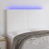 Tăblie de pat cu LED, alb, 144x5x78/88 cm, piele ecologică GartenMobel Dekor