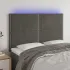 Tăblie de pat cu LED, negru, 144x5x118/128 cm, catifea GartenMobel Dekor