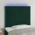 Tăblie de pat cu LED, negru, 90x5x118/128 cm, catifea GartenMobel Dekor