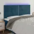 Tăblie de pat cu LED, negru, 160x5x118/128 cm, catifea GartenMobel Dekor