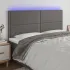 Tăblie de pat cu LED, gri, 144x5x78/88 cm, piele ecologică GartenMobel Dekor