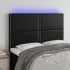 Tăblie de pat cu LED, negru, 144x5x78/88 cm, piele ecologică GartenMobel Dekor