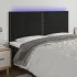 Tăblie de pat cu LED, negru, 160x5x78/88 cm, catifea GartenMobel Dekor