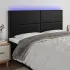 Tăblie de pat cu LED, negru, 144x5x78/88 cm, piele ecologică GartenMobel Dekor