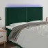 Tăblie de pat cu LED, negru, 200x5x118/128 cm, catifea GartenMobel Dekor