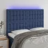 Tăblie de pat cu LED, albastru, 160x5x78/88 cm, textil GartenMobel Dekor