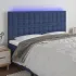 Tăblie de pat cu LED, albastru, 160x5x78/88 cm, textil GartenMobel Dekor