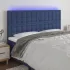 Tăblie de pat cu LED, albastru, 160x5x78/88 cm, textil GartenMobel Dekor