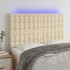 Tăblie de pat cu LED, gri taupe, 144x5x118/128 cm, textil GartenMobel Dekor