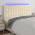 Tăblie de pat cu LED, gri taupe, 180x5x118/128 cm, textil GartenMobel Dekor