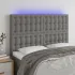 Tăblie de pat cu LED, gri închis, 160x5x78/88 cm, textil GartenMobel Dekor
