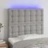 Tăblie de pat cu LED, gri taupe, 100x5x118/128 cm, textil GartenMobel Dekor