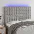 Tăblie de pat cu LED, gri taupe, 144x5x118/128 cm, textil GartenMobel Dekor