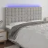 Tăblie de pat cu LED, gri taupe, 160x5x118/128 cm, textil GartenMobel Dekor