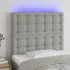 Tăblie de pat cu LED, gri taupe, 80x5x118/128 cm, textil GartenMobel Dekor