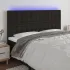 Tăblie de pat cu LED, negru, 160x5x78/88 cm, textil GartenMobel Dekor