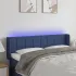 Tăblie de pat cu LED, albastru, 147x16x118/128 cm, textil GartenMobel Dekor