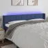 Tăblie de pat cu LED, albastru, 147x16x118/128 cm, textil GartenMobel Dekor