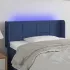 Tăblie de pat cu LED, albastru, 147x16x118/128 cm, textil GartenMobel Dekor
