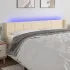 Tăblie de pat cu LED, crem, 163x16x118/128 cm, textil GartenMobel Dekor