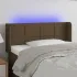 Tăblie de pat cu LED, maro închis, 163x16x118/128 cm, textil GartenMobel Dekor