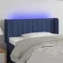 Tăblie de pat cu LED, albastru, 203x16x118/128 cm, textil GartenMobel Dekor
