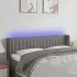 Tăblie de pat cu LED, gri închis, 203x16x118/128 cm, textil GartenMobel Dekor