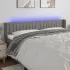 Tăblie de pat cu LED, gri închis, 203x16x118/128 cm, textil GartenMobel Dekor