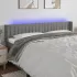 Tăblie de pat cu LED, gri închis, 203x16x118/128 cm, textil GartenMobel Dekor