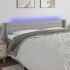 Tăblie de pat cu LED, gri deschis, 163x16x118/128 cm, textil GartenMobel Dekor