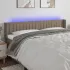 Tăblie de pat cu LED, gri taupe, 203x16x118/128 cm, textil GartenMobel Dekor