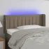 Tăblie de pat cu LED, gri taupe, 203x16x118/128 cm, textil GartenMobel Dekor