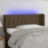 Tăblie de pat cu LED, maro închis, 203x16x118/128 cm, textil GartenMobel Dekor