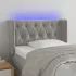 Tăblie de pat cu LED, gri deschis, 163x16x118/128 cm, catifea GartenMobel Dekor