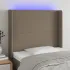 Tăblie de pat cu LED, gri taupe, 163x16x118/128 cm, textil GartenMobel Dekor