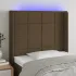 Tăblie de pat cu LED, maro închis, 163x16x118/128 cm, textil GartenMobel Dekor