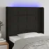 Tăblie de pat cu LED, negru, 163x16x118/128 cm, textil GartenMobel Dekor