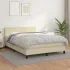 Pat box spring cu saltea, crem, 90x200 cm, piele ecologică GartenMobel Dekor