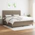 Pat box spring cu saltea, gri taupe, 80x200 cm, textil GartenMobel Dekor