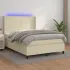 Pat cu arcuri, saltea și LED, crem, 90x190 cm, piele ecologică GartenMobel Dekor