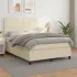 Pat box spring cu saltea, crem, 90x200 cm, piele ecologică GartenMobel Dekor