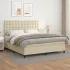 Pat box spring cu saltea, crem, 90x200 cm, piele ecologică GartenMobel Dekor