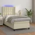 Pat continental cu saltea și LED, gri, 80x200 cm, piele eco GartenMobel Dekor