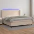 Pat cu arcuri, cu saltea și LED, alb, 200x200 cm, piele eco GartenMobel Dekor