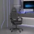 Scaun de gaming cu suport picioare, alb/negru, piele ecologică GartenMobel Dekor